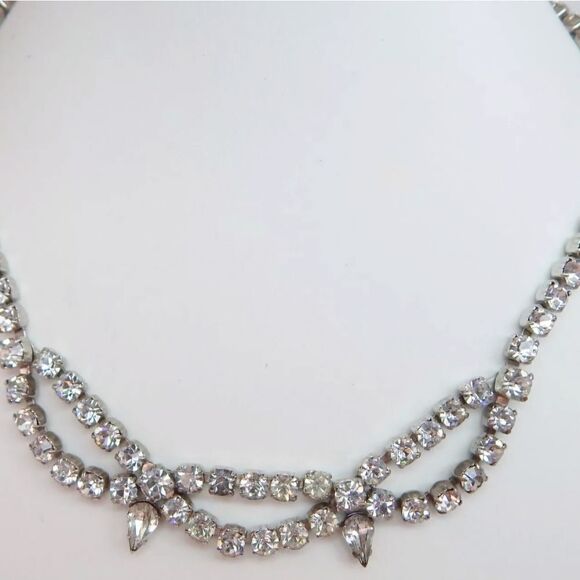 VNTG Weiss & Kramer Icy Rhinestone Necklaces Brooch Bracelet & Earrings 102.8g - Picture 2 of 11